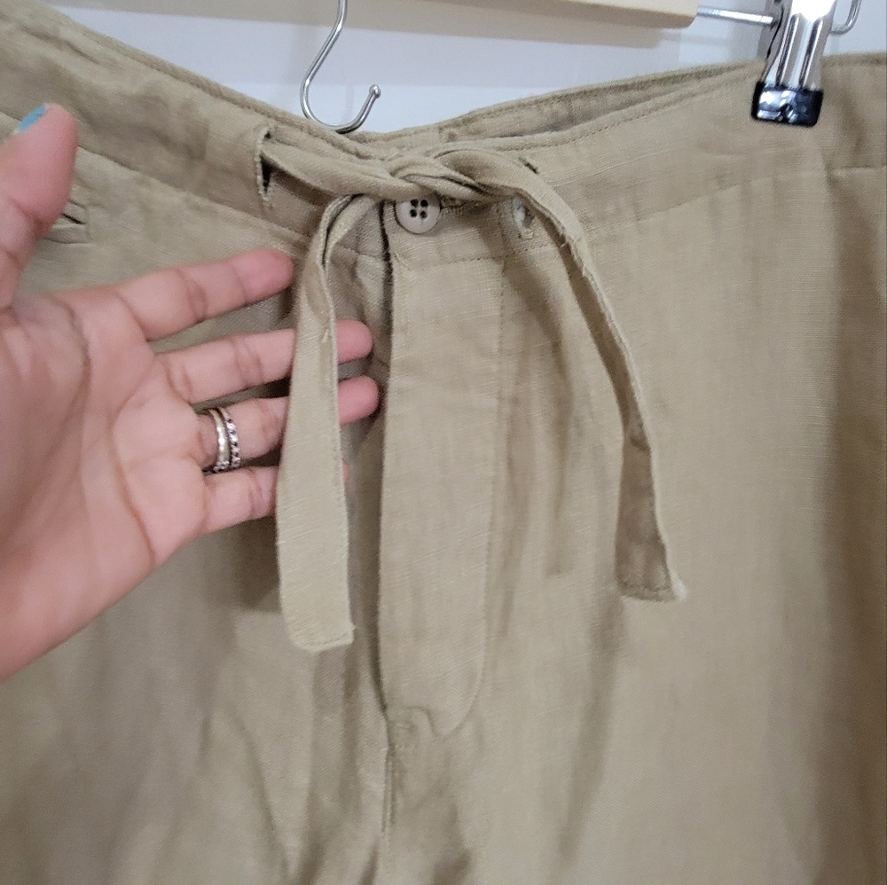 Polo raplh lauren  100% linen tan wide legged pants - Picture 11 of 13